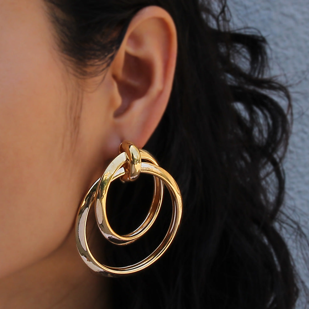 Geometric Double Circle Earrings
