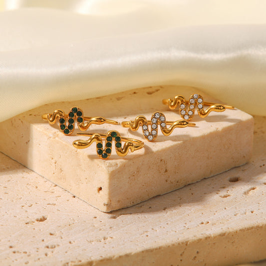 SISSLIA High Quality Serpentine Design with Natural Green Zircon Temperament All-Matching Earrings for Women