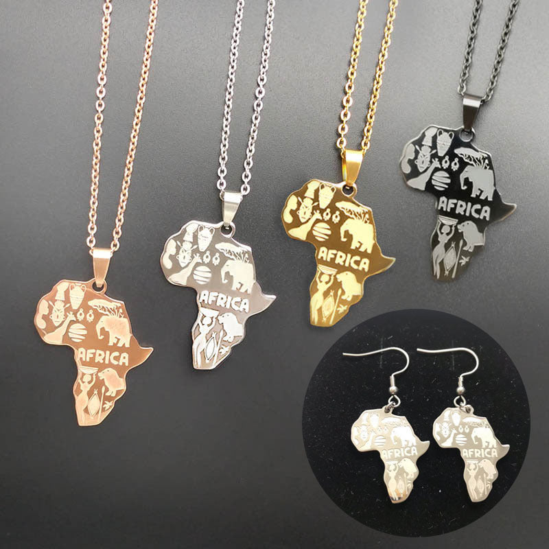 Sisslia Necklace For Women Men Africa Map Pendant Gold Silver Color Stainless Steel Necklace Jewelry Hip Hop Necklaces