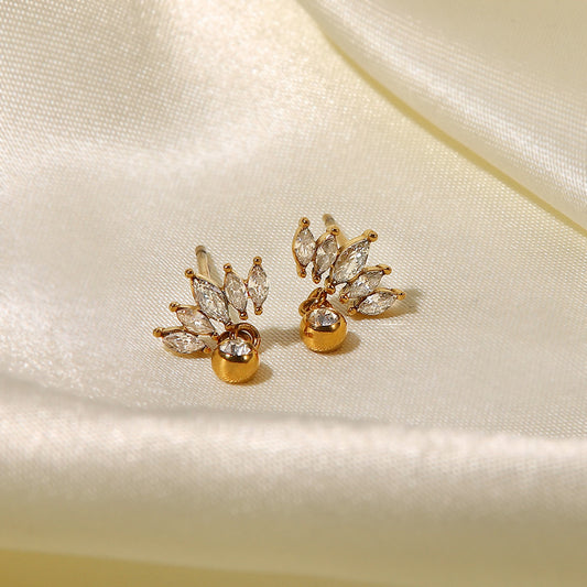SISSLIA High Quality Niche Design Fine&18k Gold Crown White Zircon Earrings for Women