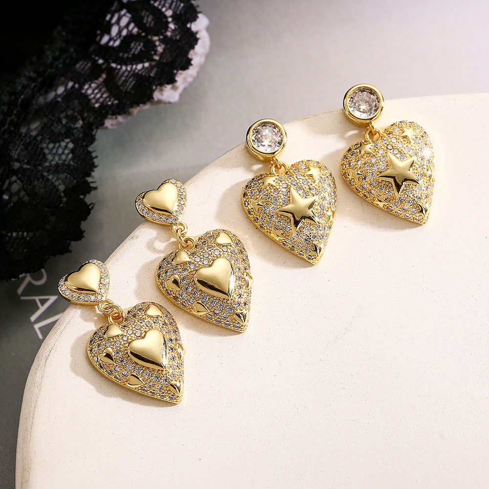 Sisslia New Luxury Jewelry Fashion Zirconia 925 Silver Needles Heart Crystal Drop Earrings