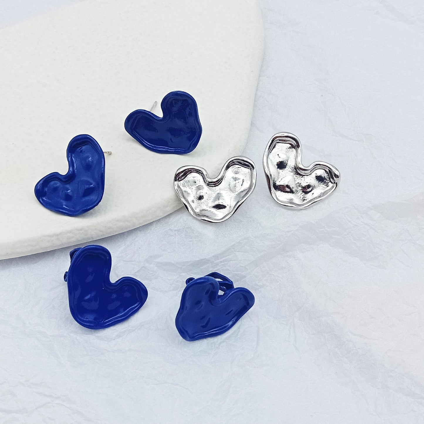 Sisslia Silver Needle Heart Cute Stud Earrings 2024 New Earrings Feminine Ear Clip for Women