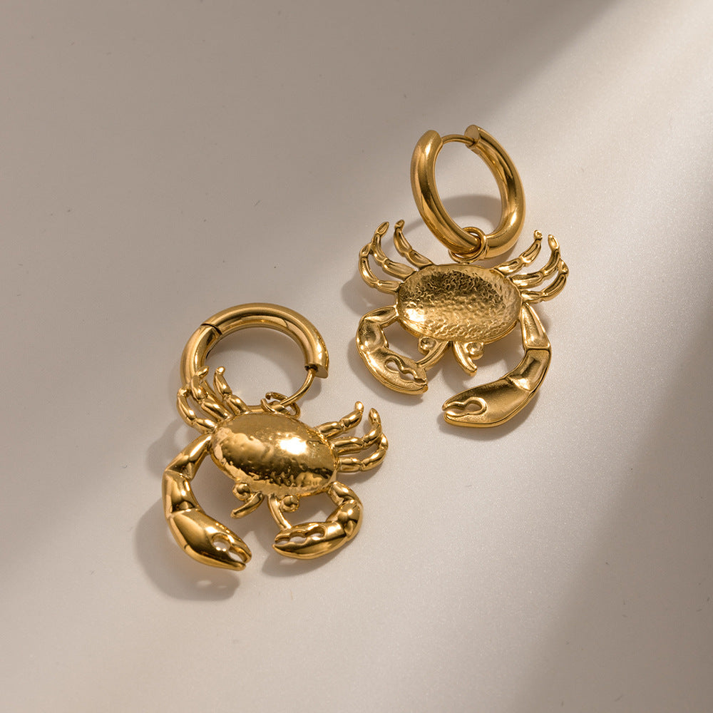 SISSLIA 2024 New High Quality Titanium Steel 18k Gold Crab Pendant Earrings for Women