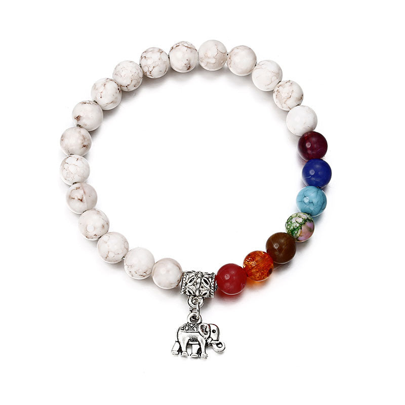 Sisslia New Seven-Color Bead Bracelet Metal Partition Natural Agate Stone Beaded Colored Acrylic Bracelet for Women