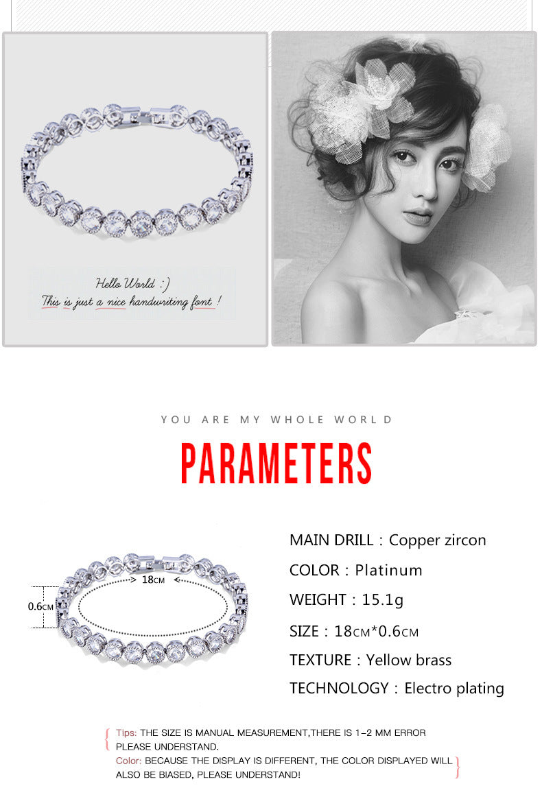 Round Zircon Micro-Inlaid Bracelet