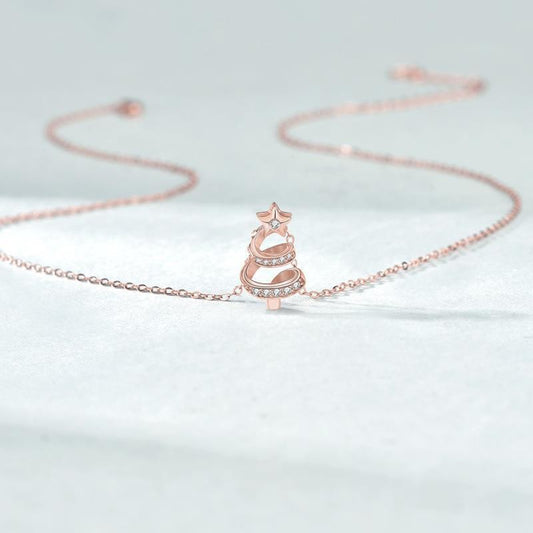 SISSLIA 2024 High Quality Light Luxury High-Grade Christmas Gift Small Lucky Star Christmas Tree Gift Necklace for Women
