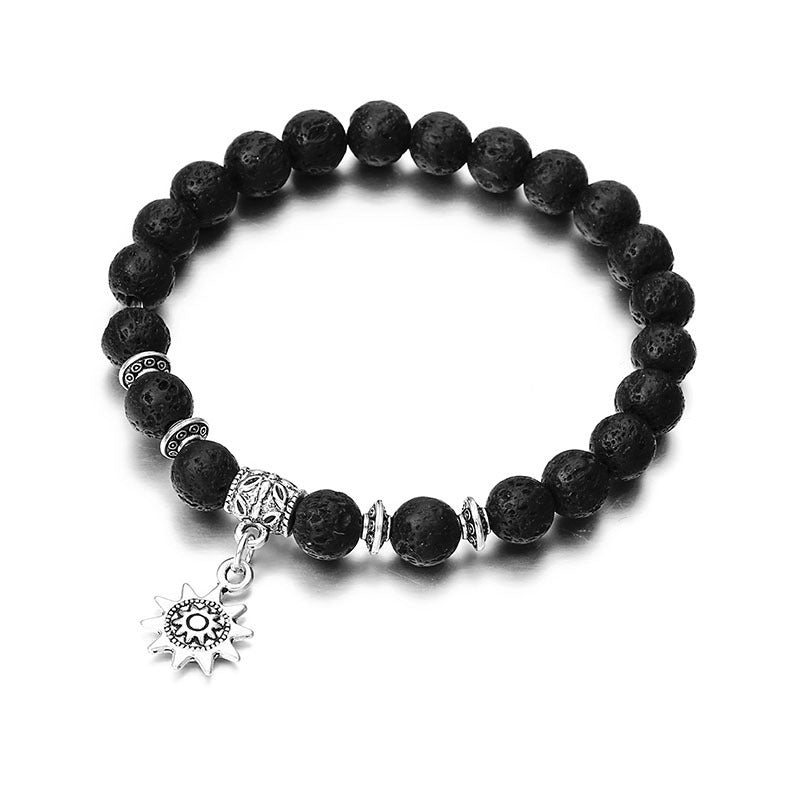 Sisslia New Seven-Color Bead Bracelet Metal Partition Natural Agate Stone Beaded Colored Acrylic Bracelet for Women