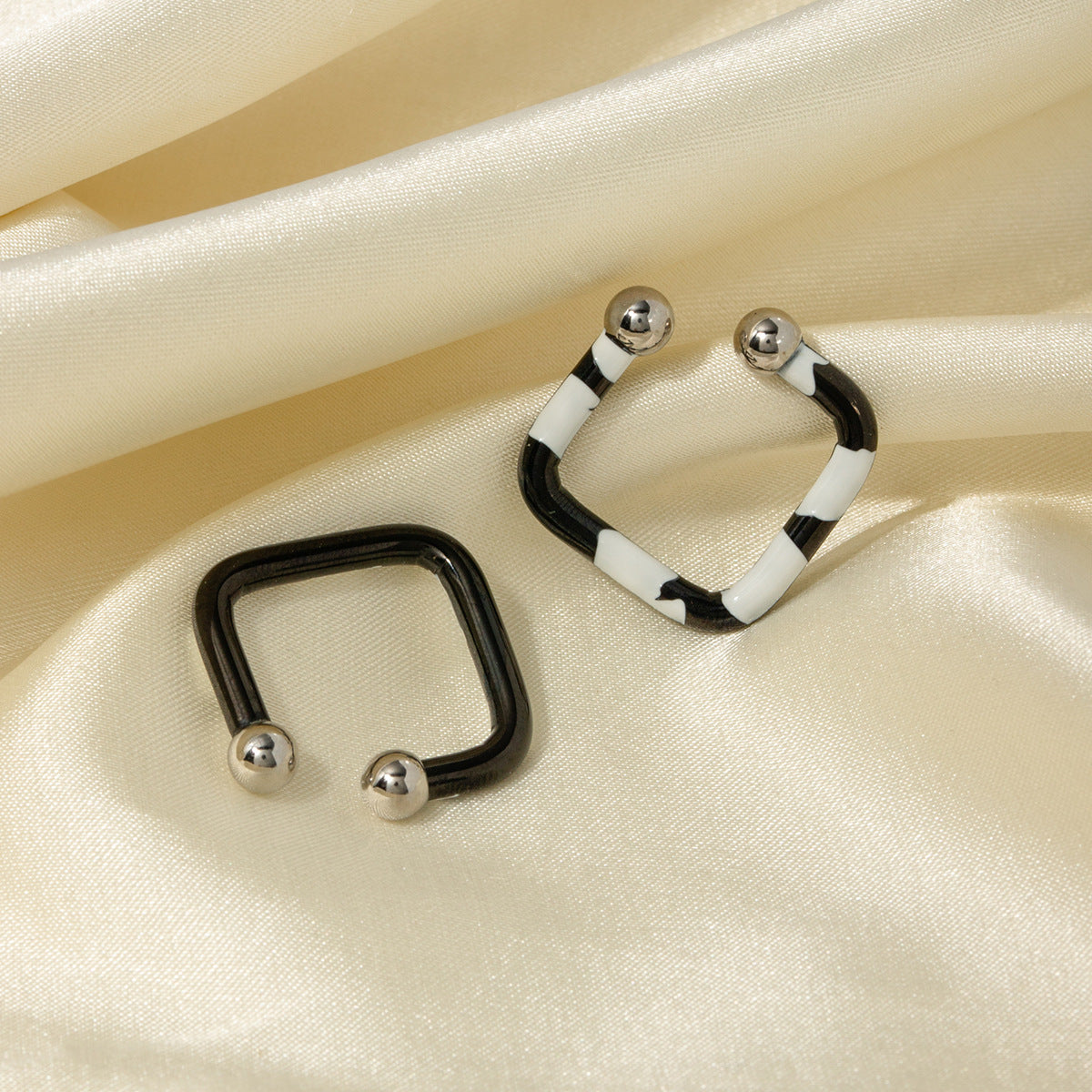 SISSLIA New Stainless Steel Drop Oil Zebra Print Simple Line Square Stylish Personality Earrings for Women