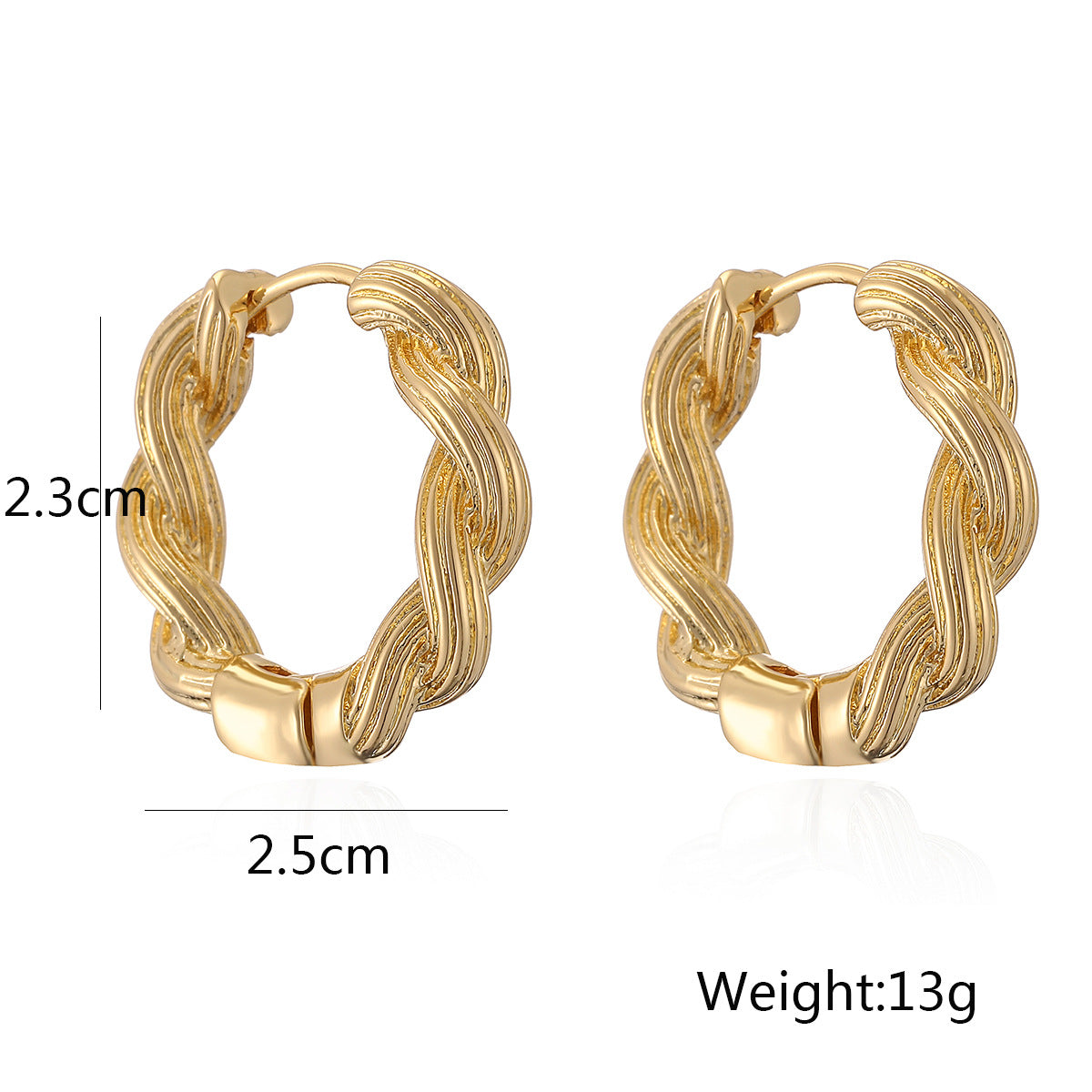 SIsslia European and American Fashion Jewelry Double-Layer Gold-Plated Stainless Steel Solid Ear Earrings Gold Titanium