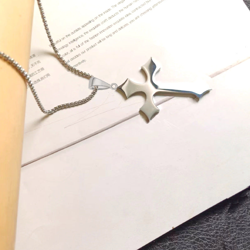 SISSLIA Vintage Cross Pendant Necklace For Women Men Gothic Sliver Grunge Male Cool Street Style Necklaces Chains Jewelry