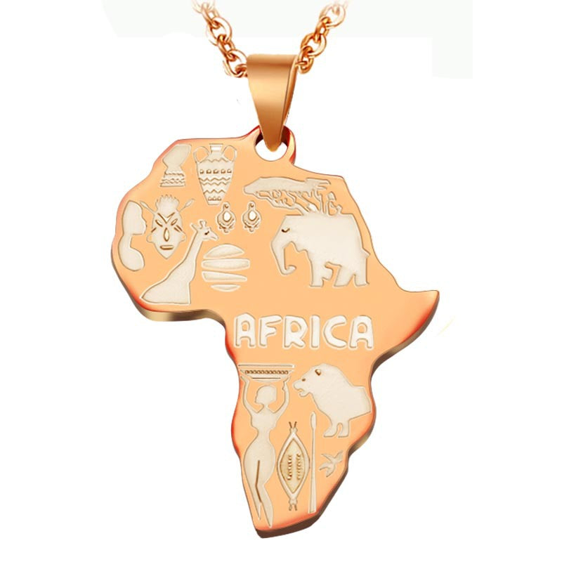 Sisslia Necklace For Women Men Africa Map Pendant Gold Silver Color Stainless Steel Necklace Jewelry Hip Hop Necklaces