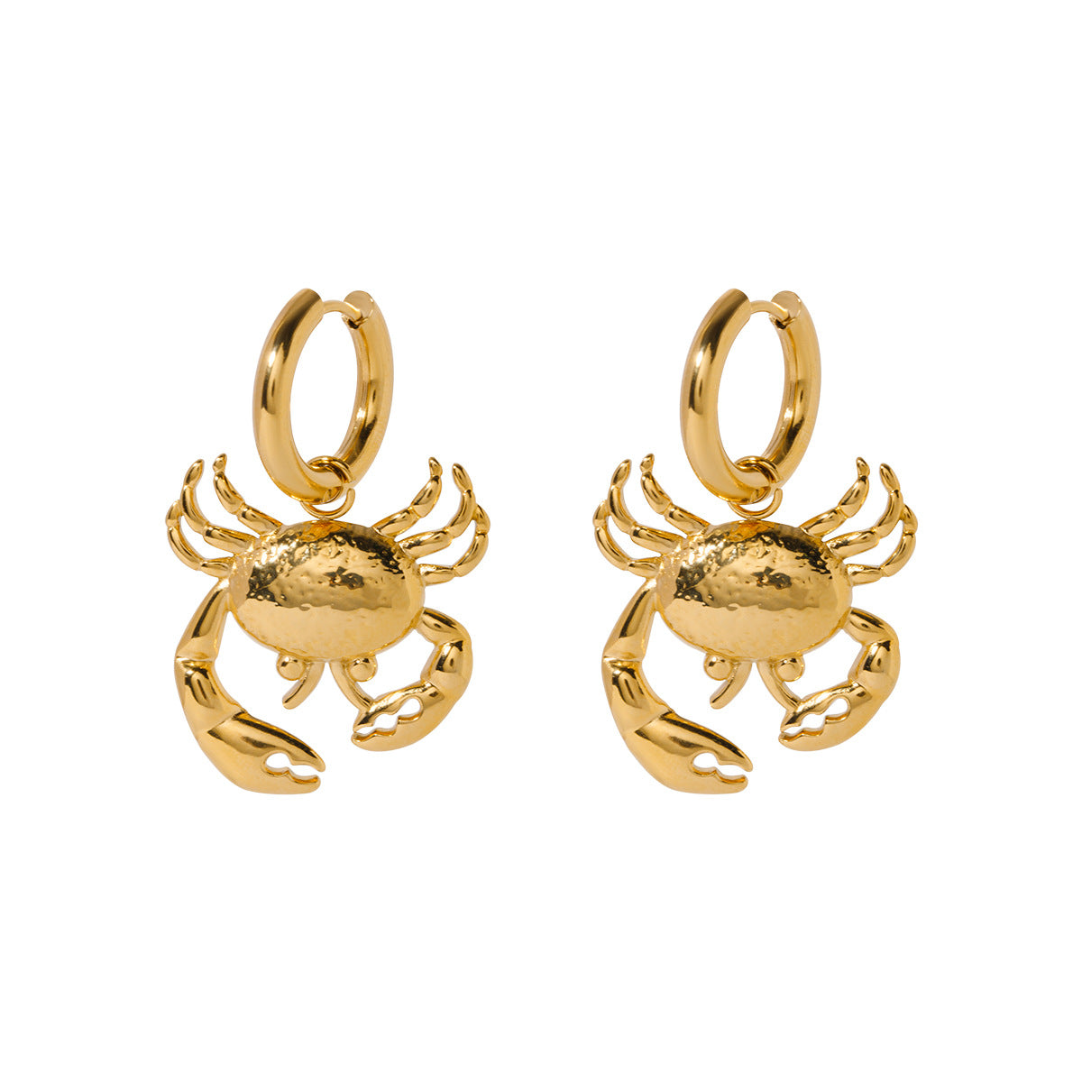 SISSLIA 2024 New High Quality Titanium Steel 18k Gold Crab Pendant Earrings for Women