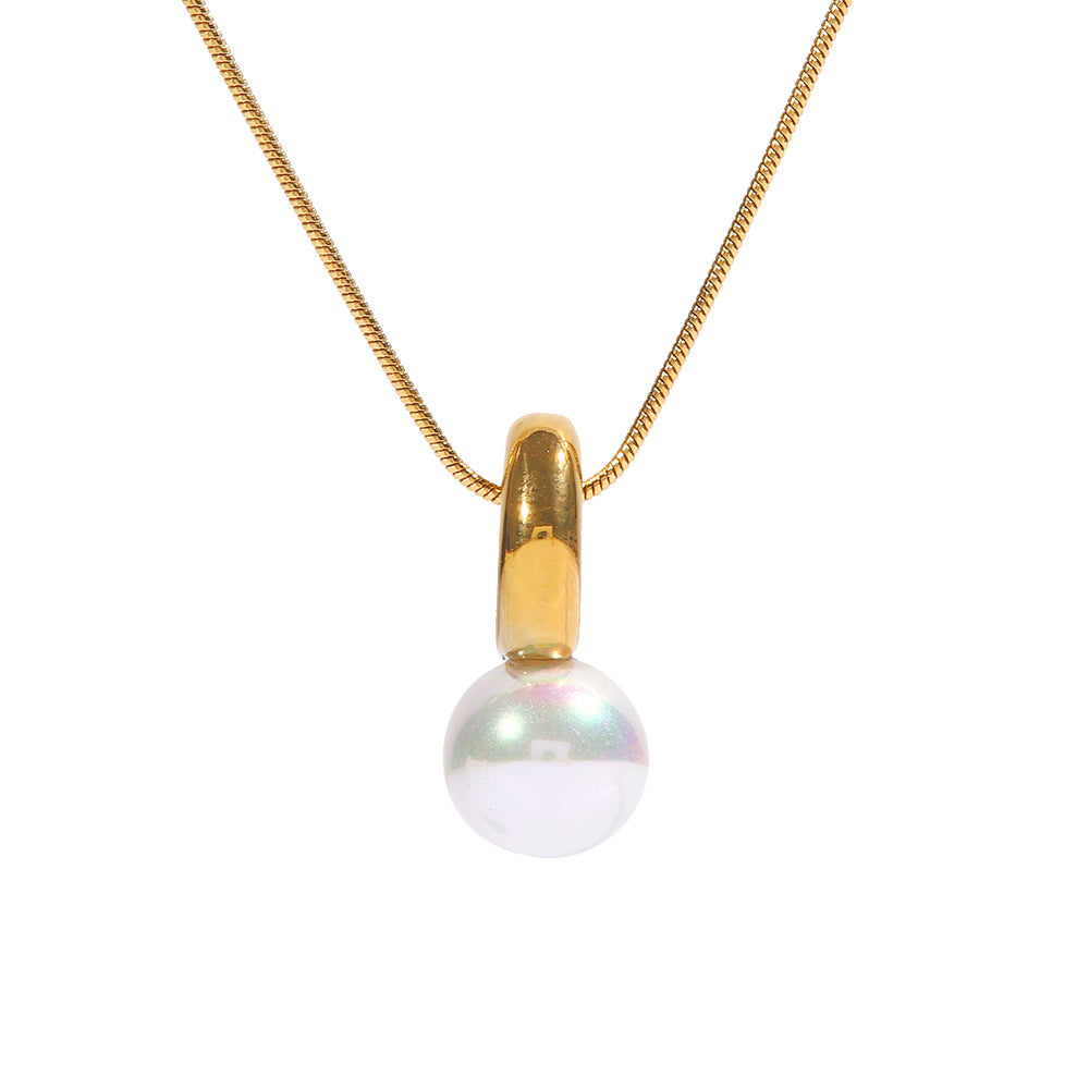 SISSLIA Vintage Stainless Steel Trend-Highlighting Pearl Gold-Plated Pendant Necklace for Women