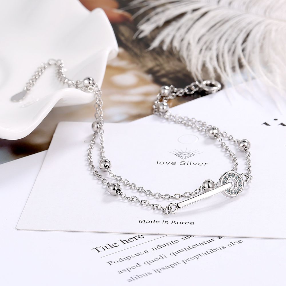 Sisslia Double Ring Geometric Diamond Set Light Luxury Simple Temperament of High-Grade Hand Jewelry