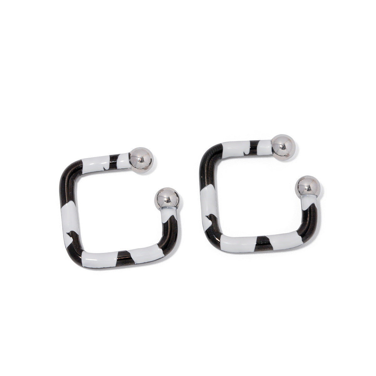 SISSLIA New Stainless Steel Drop Oil Zebra Print Simple Line Square Stylish Personality Earrings for Women