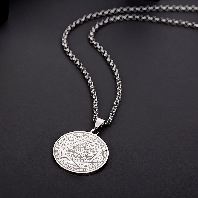 SISSLIA Fashion Casual Hip Hop Chains For Men Stainless Steel Round Pendant For Necklace Jewelry