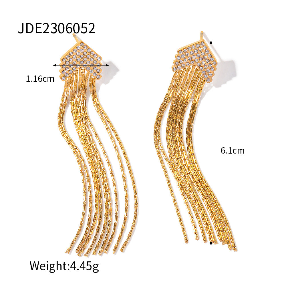 SISSLIA Trend Accessories 18k Gold Plated Stainless Steel Tassel Popular Earrings for Women