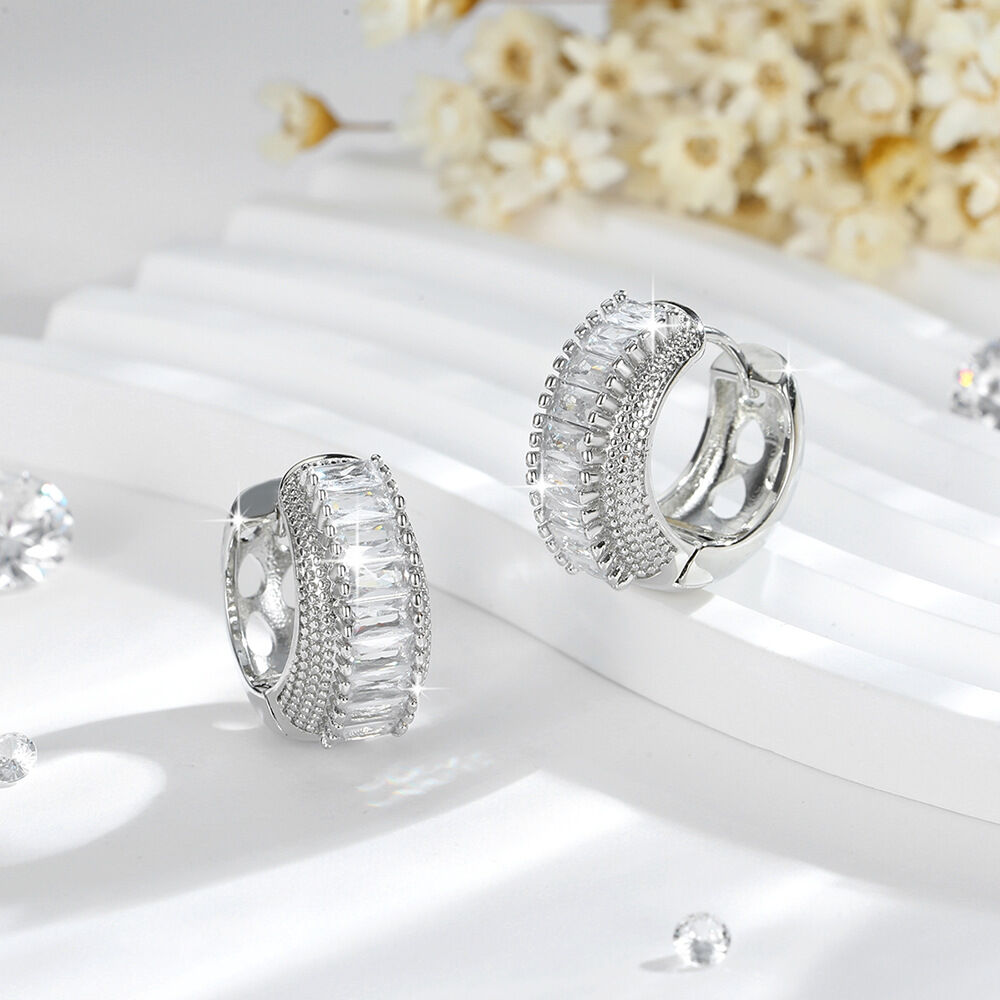 SISSLIA 18K Fashionable Hoop Earrings For Women High-End Design Hollow AAA zircon earrings, exquisite Jewelry