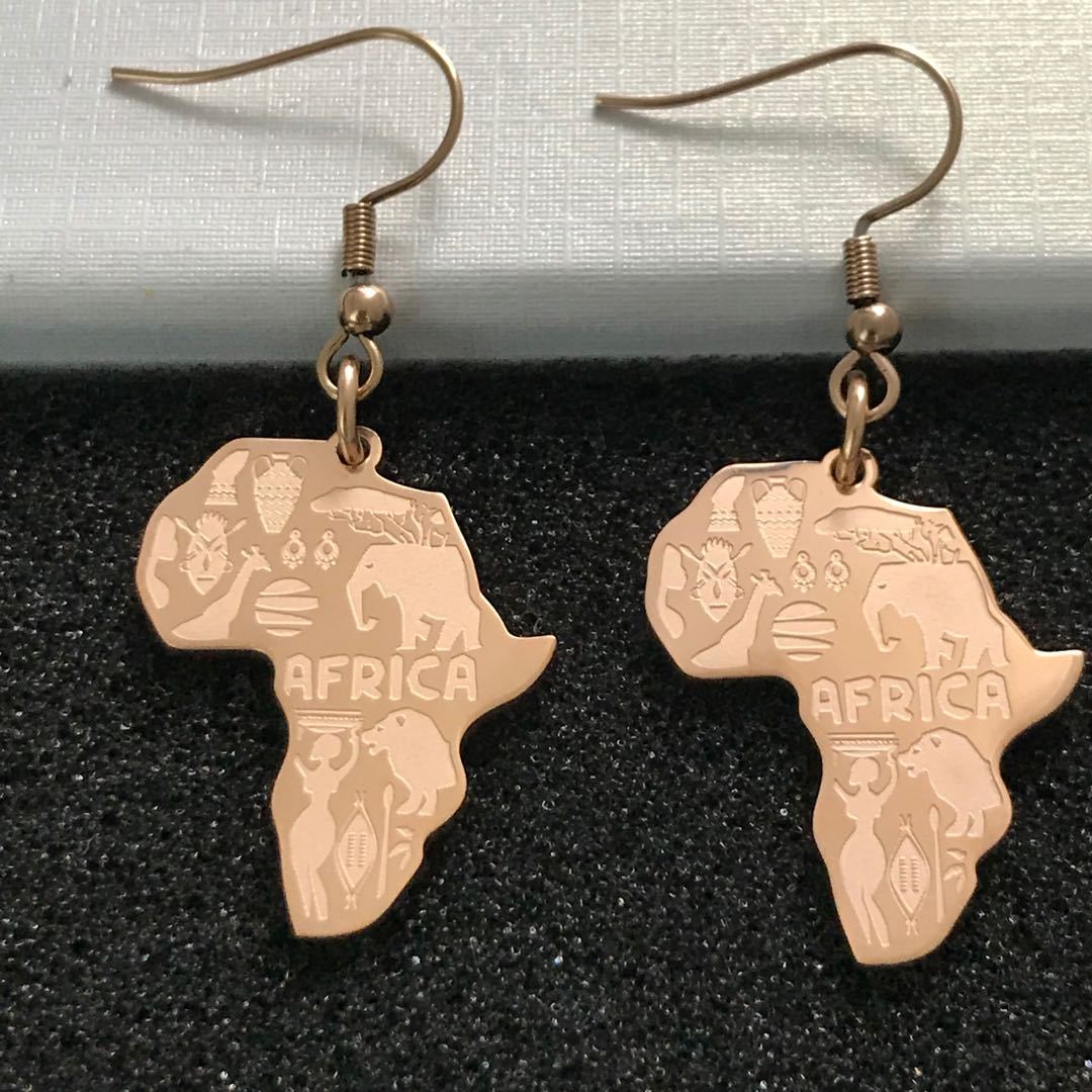 Sisslia Necklace For Women Men Africa Map Pendant Gold Silver Color Stainless Steel Necklace Jewelry Hip Hop Necklaces