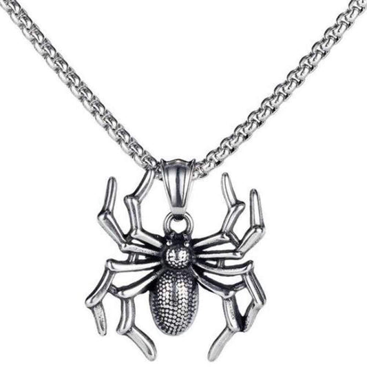 SISSLIA Fashion Stainless Steel Custom Halloween Pendant Jewelry Punk Spider Charm Necklace For Women