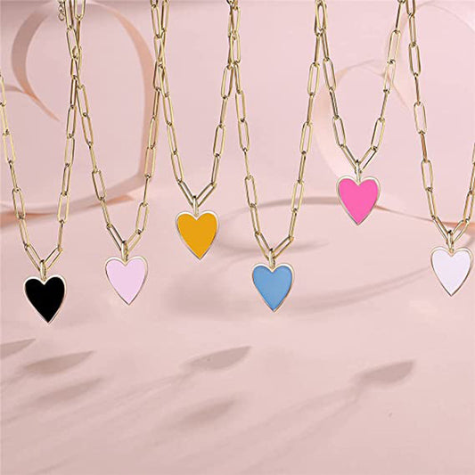 SISSLIA Dainty Paperclip Chain Stainless Steel Jewelry Gold Plated Shapes Circle Heart Pendant Necklace For Girls