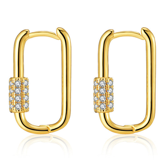 Sisslia Wholesale Gold Plated Brass 18K Gold Jewelry Exquisite U Shaped Zircon Earrings For Women