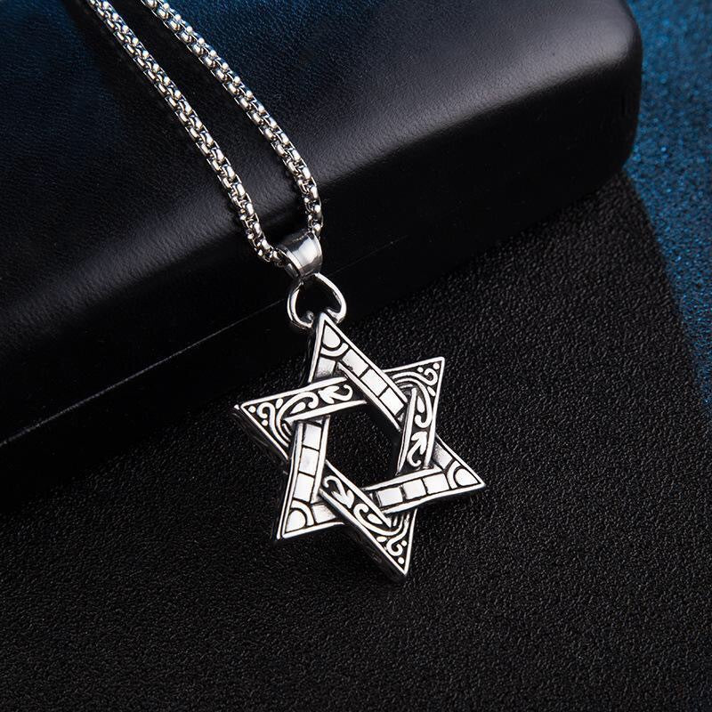 SISSLIA Wholesale North Star Pendant Chain Necklace Hip Hop Cuban CurbLink Mens Stainless Steel Pendant Necklace For Men