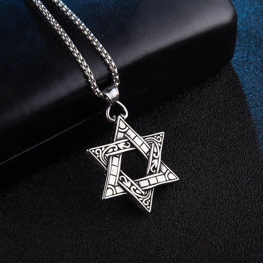 SISSLIA Wholesale North Star Pendant Chain Necklace Hip Hop Cuban CurbLink Mens Stainless Steel Pendant Necklace For Men