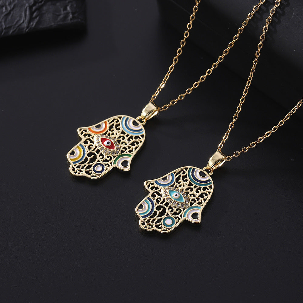 Copper Alloy Black Hand Pendant Necklace