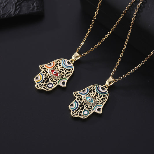 Copper Alloy Black Hand Pendant Necklace