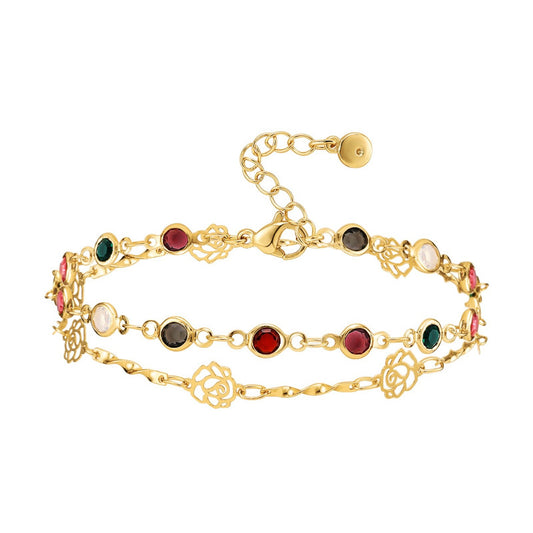 SISSLIA Hot Sale Custom Design Fashion Jewelry Encrusted With Zircon Double Zinc Alloy Bracelet