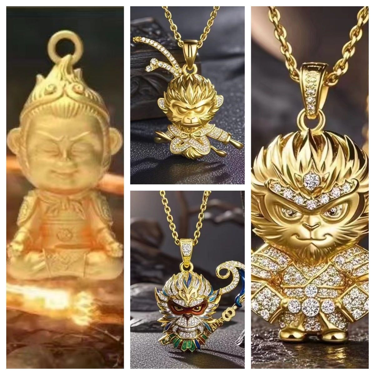SISSLIA Explosive Game Black Myth Wukong Pendant Necklace Personality Overbearing Sun Wukong Tight Spell