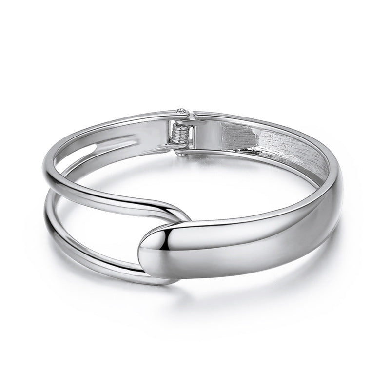 Sisslia Hot Sale Fashion Metal Copper Gold Cuff Bangle Adjustable Jewelry Hinge Bangle For Woman