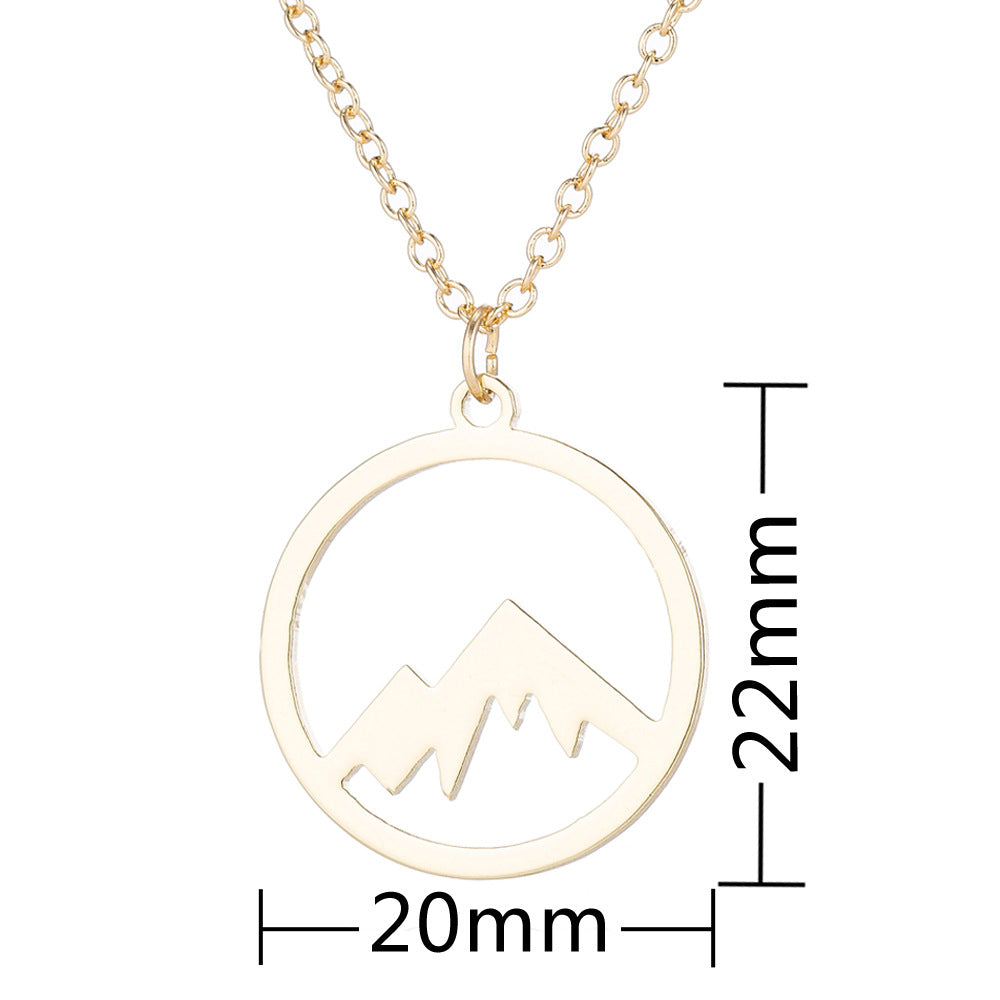 SISSLIA Fashion Wholesale Geometric Gold Plated Stainless Steel Mountain Pendant Necklace For Women