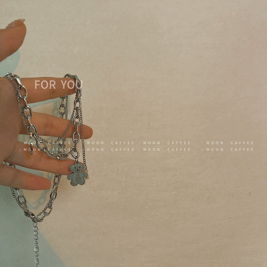 SISSLIA 2024 High Quality Titanium Steel Bear Casual Punk Cartoon Fun Necklace for Woman