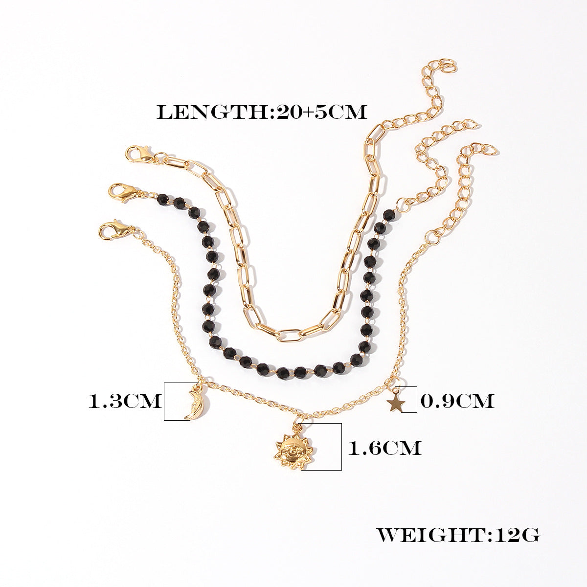 Star Moon Gold Plated Anklet
