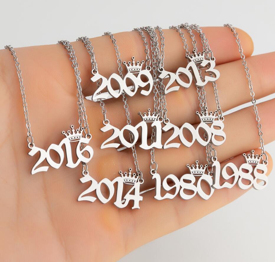 SISSLIA Wholesale 316 Stainless Steel Necklace Birthday Number Pendant Necklace For Women