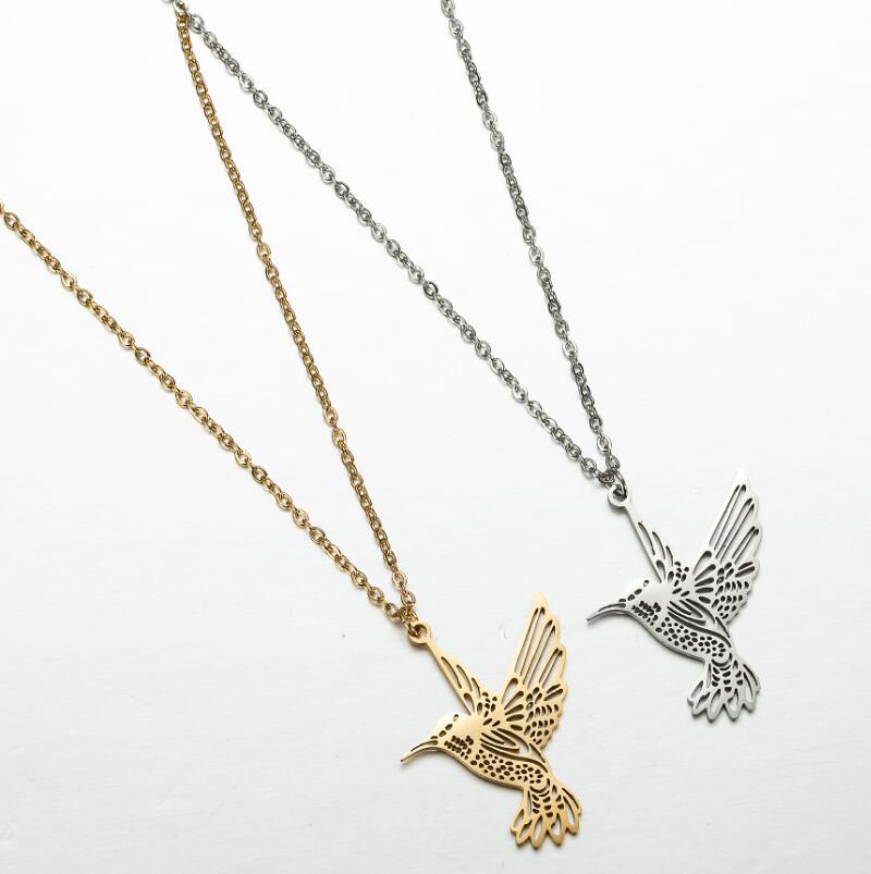 SISSLIA Wholesale Custom 18K Gold Sliver Plated Stainless Steel Necklace Tendy Geometric Bird Pendant Necklace For Women