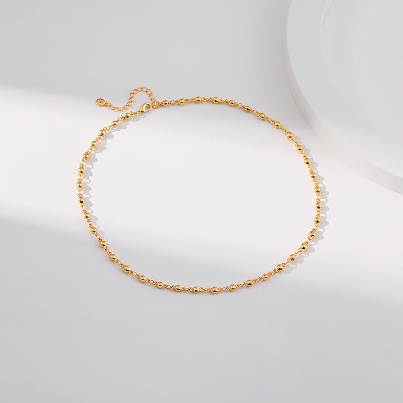 Sisslia Delicate 18K Gold Filled Copper Link Chain Choker Necklace Lobster Buckle Statement Choker Necklace For Women