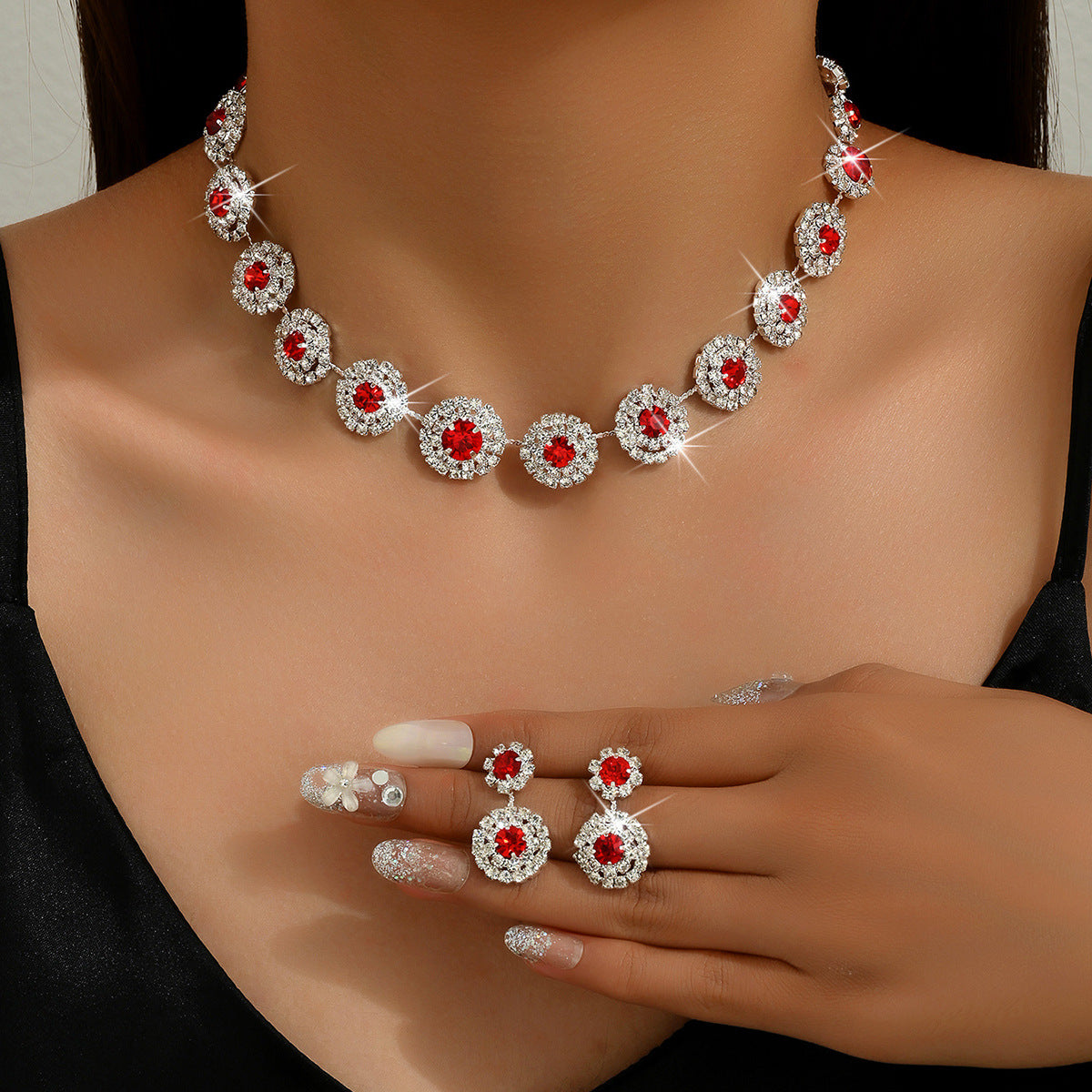 SISSLIA Wholesale Bridal Necklace Earring Set For Bride Wedding Wedding Jewelry Sets For Brides Fashion Jewelry Necklace