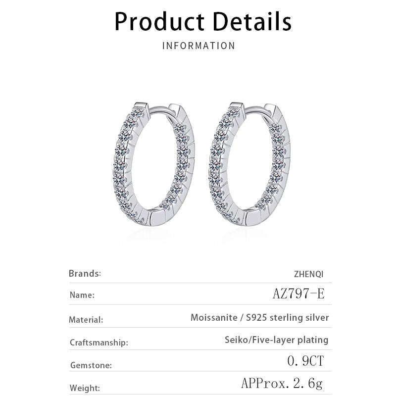 SISSLIA Manufacturer Wholesale 0.9 Carat Moissanite Earrings Round Cut Sterling Silver 925 Fashion Delicate Women Earrings