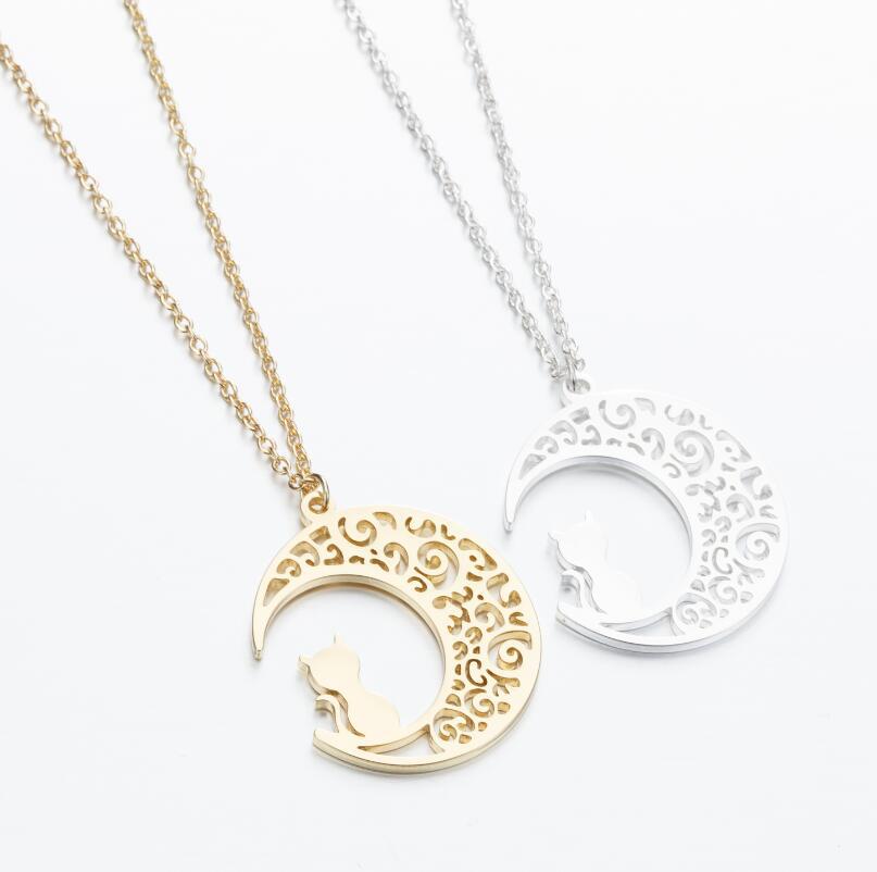 SISSLIA Wholesale New Fashion Nan Trnish Gold Silver Plated Stainless Steel Half Moon Pendant Necklace For Women