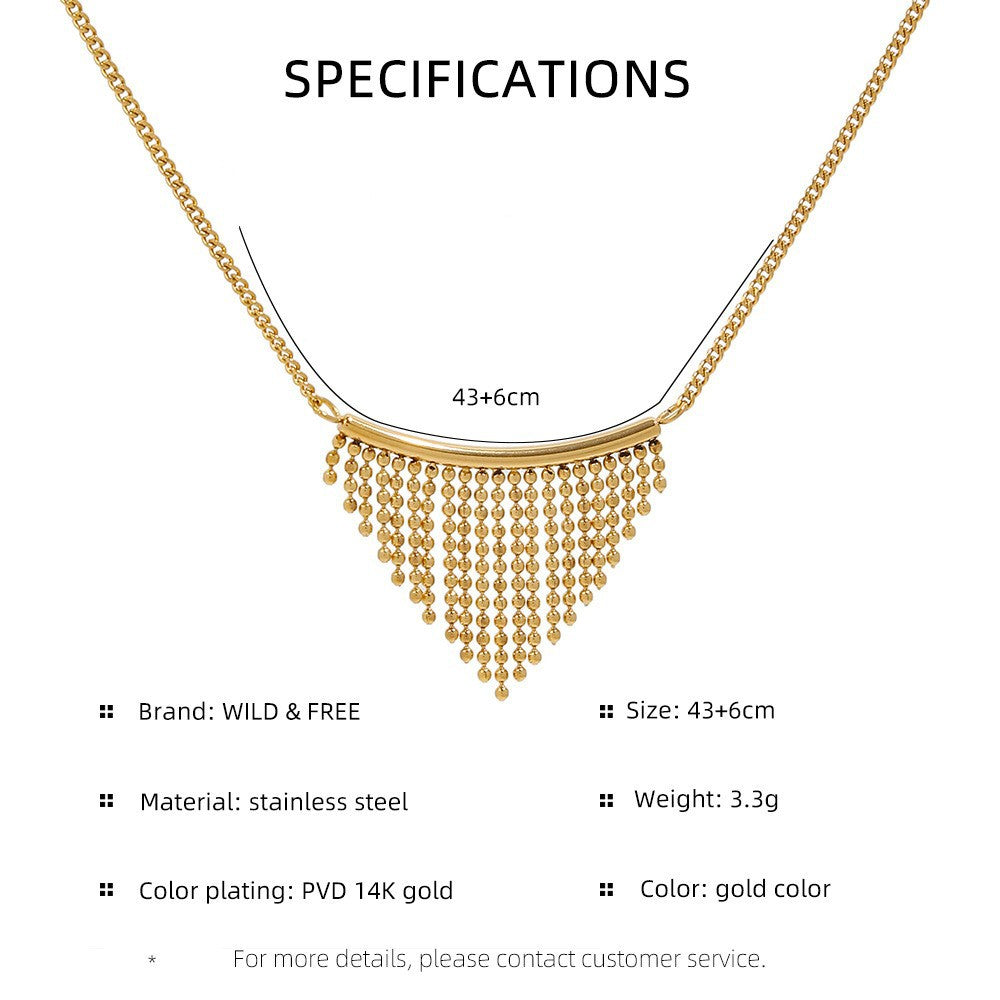 Snake bone chain tassel necklace