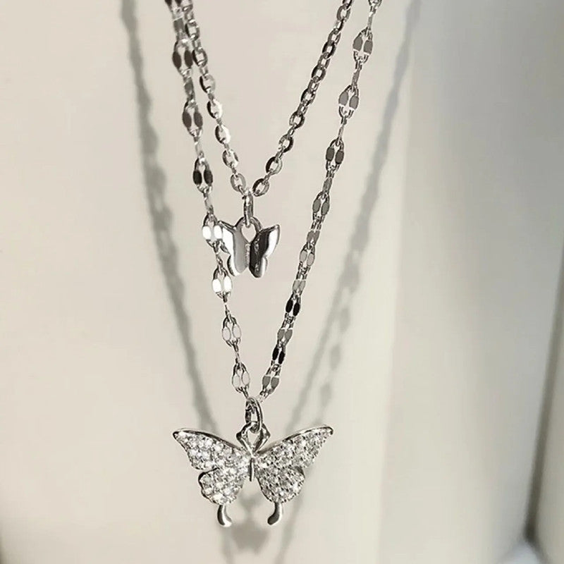 SISSLIA New Arrivals Zircon Butterfly Jewelry Chain Popular Multi-Layer Full Drill Necklace Collarbone Chain Necklace