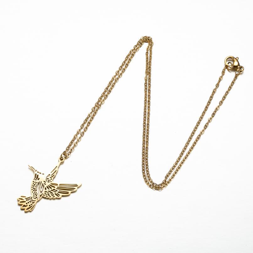 SISSLIA Wholesale Custom 18K Gold Sliver Plated Stainless Steel Necklace Tendy Geometric Bird Pendant Necklace For Women