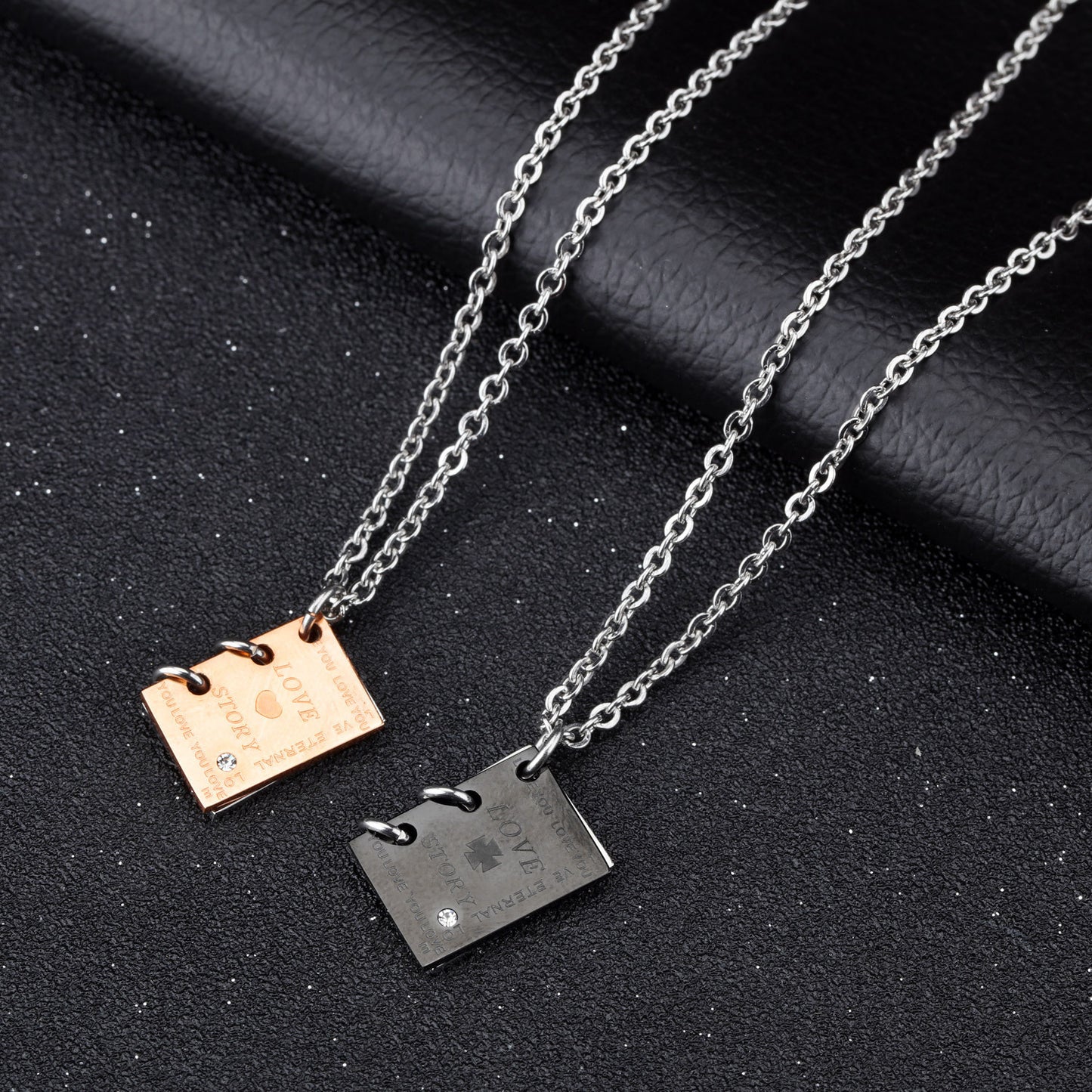 SISSLIA Fashion Stainless Steel Necklace Couple I Love You Book Love Letter Pendant Necklaces Valentine's Day Gift