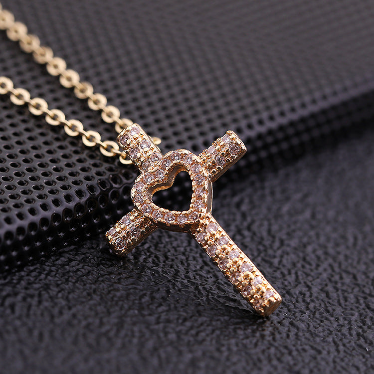 Religious Heart Cross Choker Necklace