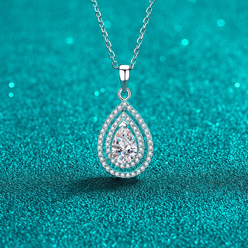 SISSLIA Ins Simple Gold Plated Micro Paved Moissanite Water Drop Necklace Chic S925 SilverGeometric Pendant Necklaces