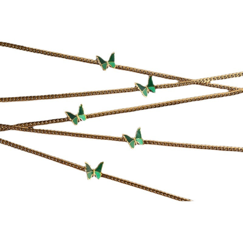 18K Gold Plated Green Butterfly Necklace