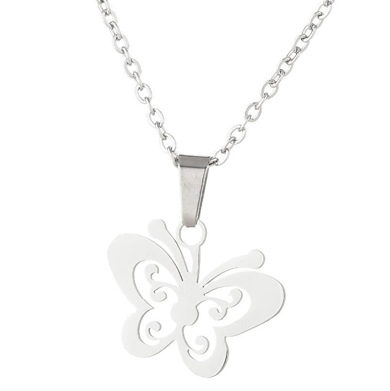 SISSLIA Fashion Wholesale Stainless Steel Non Tarnish Silver 18k Gold Plated Women Butterfly Pendant Necklace For Women
